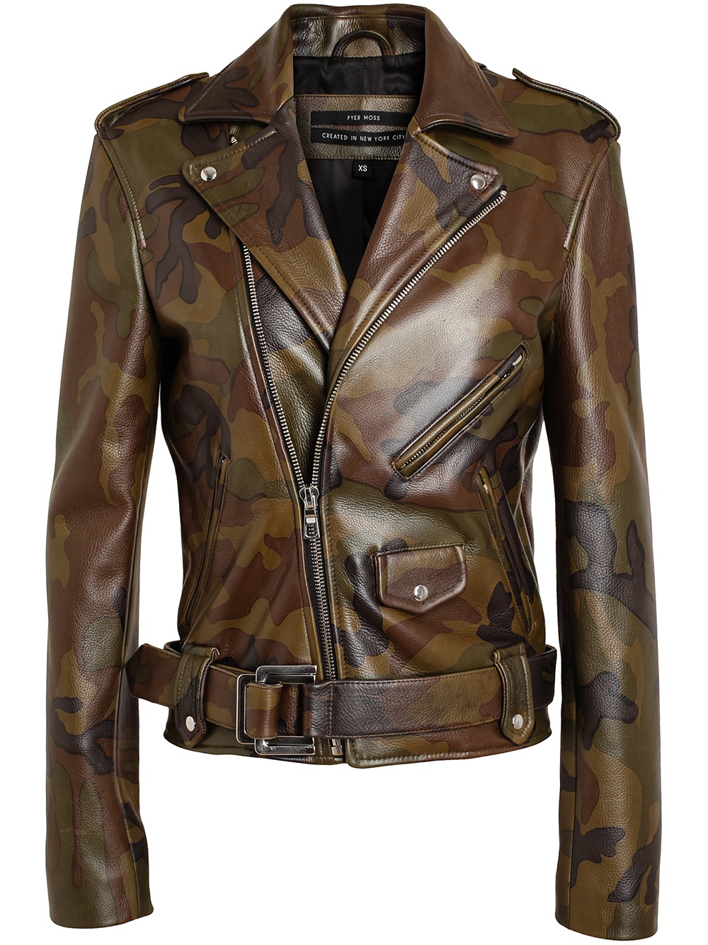 Lyst Pyer Moss Camouflage Leather Biker Jacket In Black Gallery