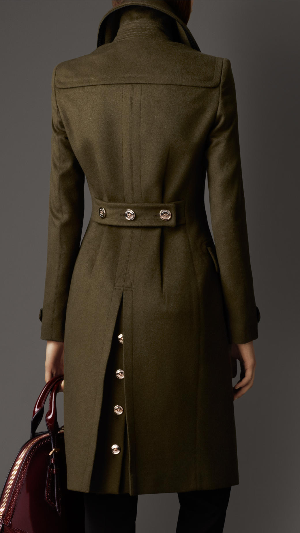Burberry Wool Cashmere Military Coat in Green - Lyst