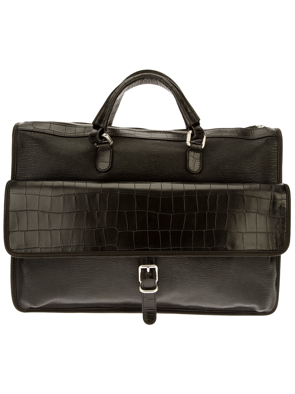 Giorgio Armani Leather Briefcase in Black for Men | Lyst