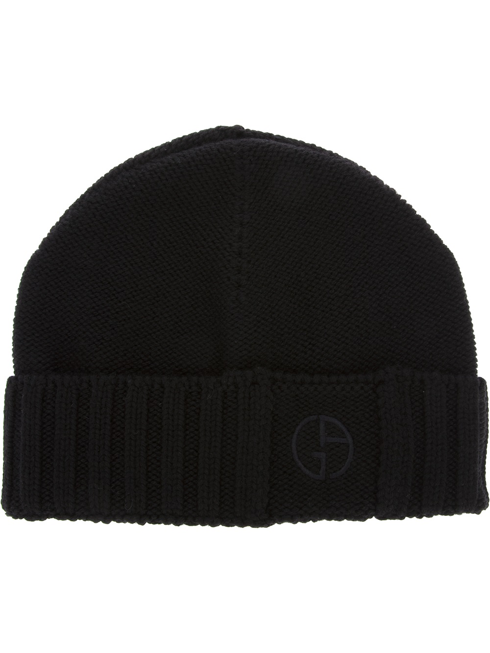 Giorgio Armani Ribbed Wool Beanie Hat in Black for Men - Lyst