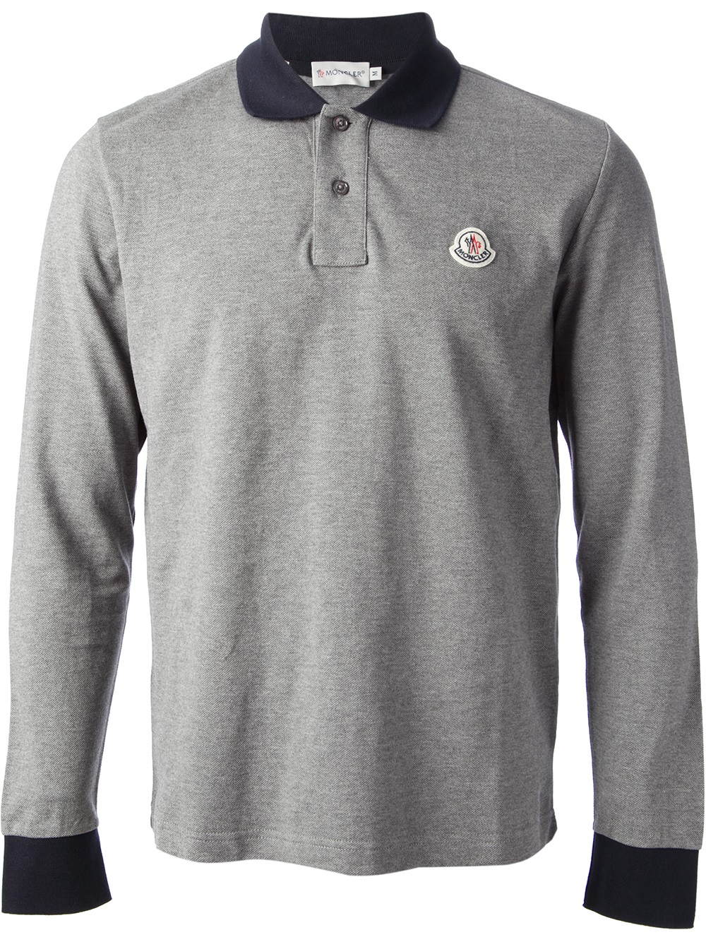 Lyst - Moncler Long Sleeve Polo Shirt in Gray for Men