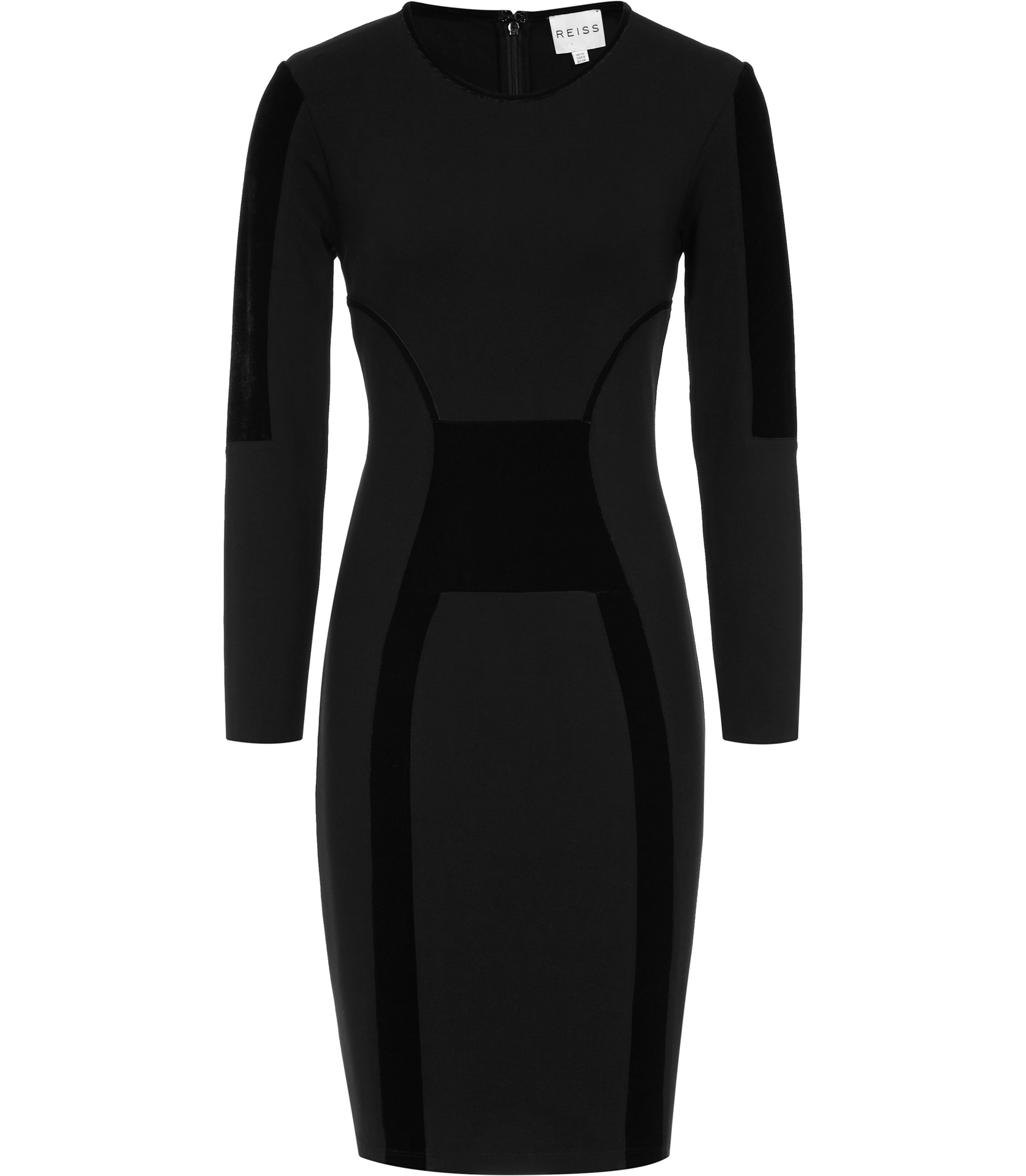 Reiss Tigre Velvet Detail Bodycon Dress in Black - Lyst