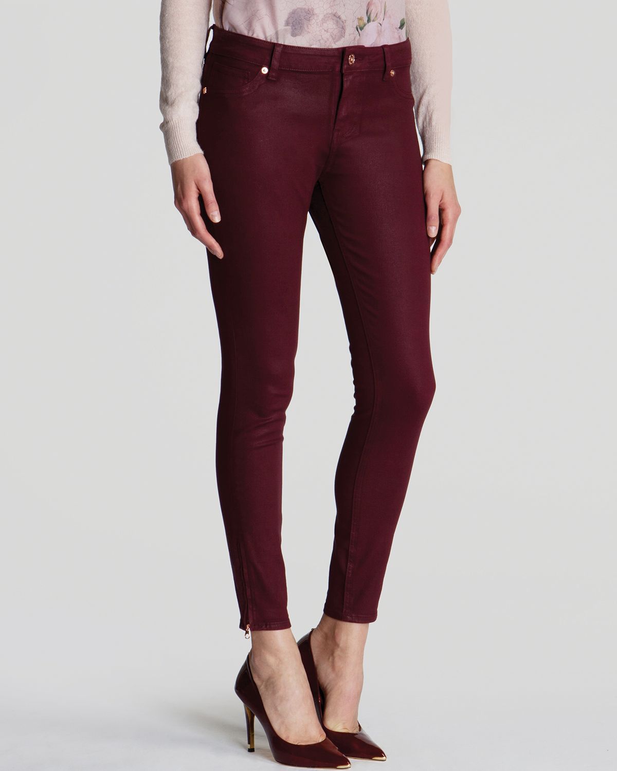 Ted baker Jeans Anna Wax Finish Skinny in Red Lyst