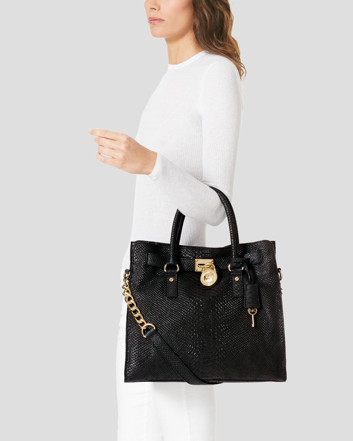Lyst Michael Kors Tote Hamilton Large North South In Black Gallery