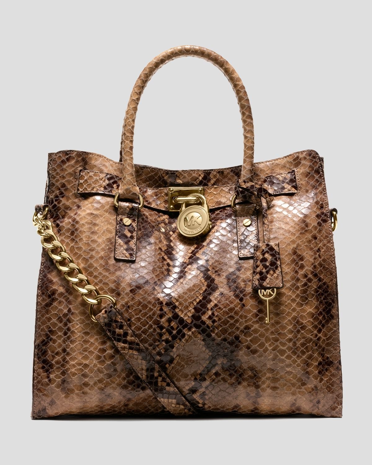 michael kors large hamilton grey charcoal animal embossed leather tote