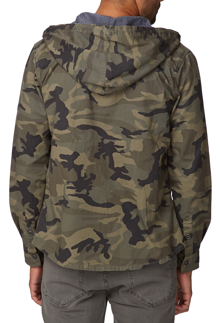 Lyst Forever 21 Hooded Camo Jacket in Brown for Men