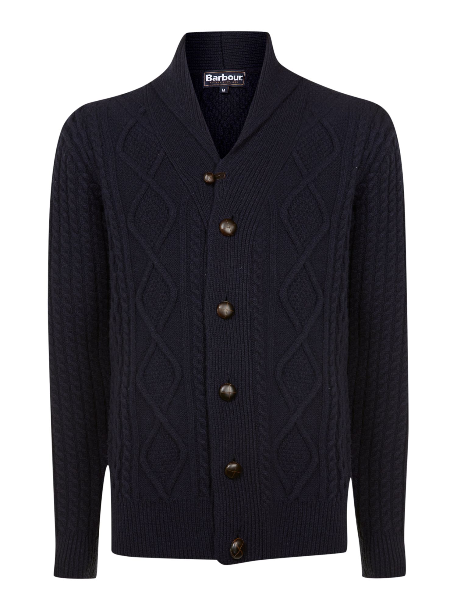 Barbour Kirkham Shawl Cable Knit Lambswool Cardigan in Blue for Men ...