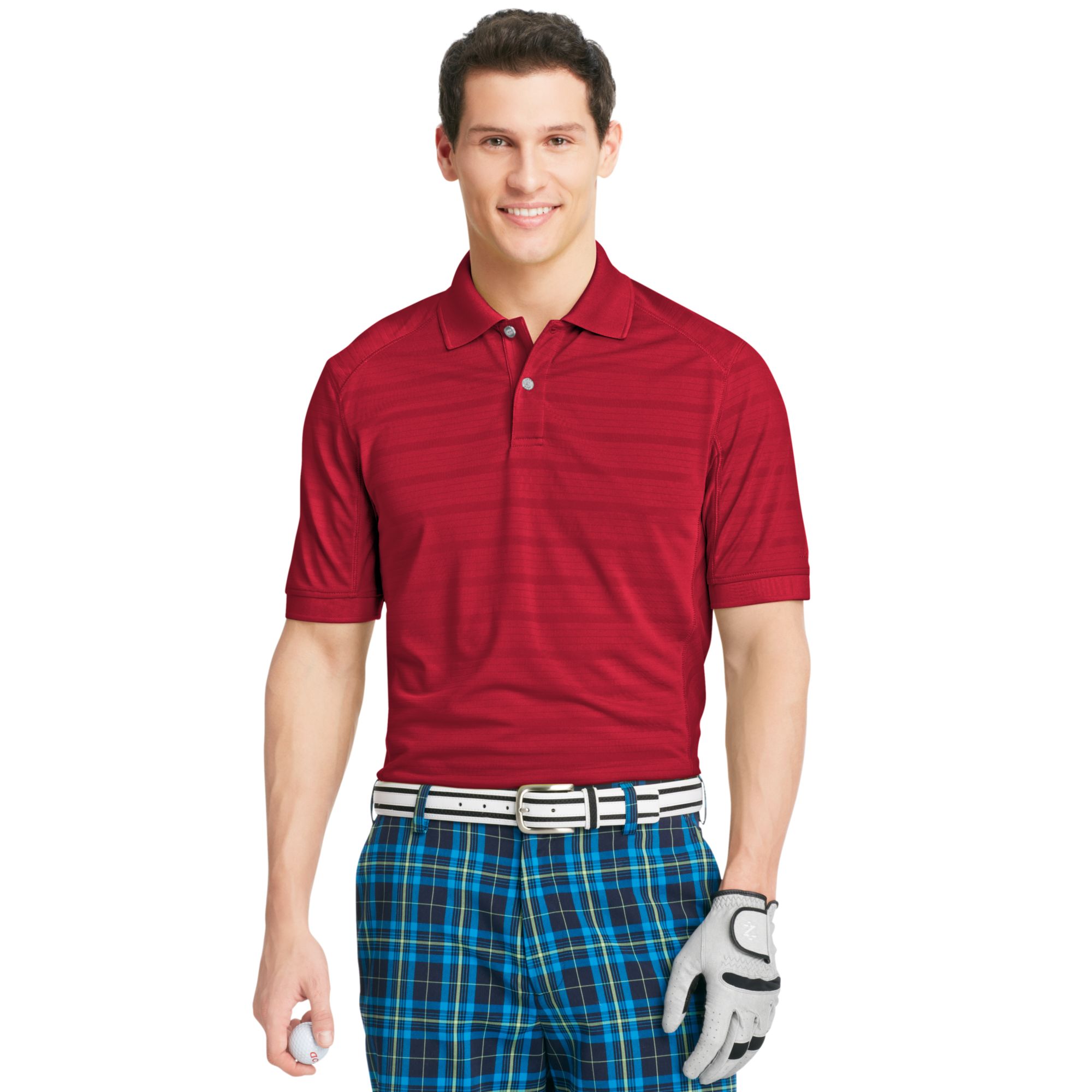 Izod Izod Golf Shirt Slimfit Shortsleeve Textured Striped Performance ...