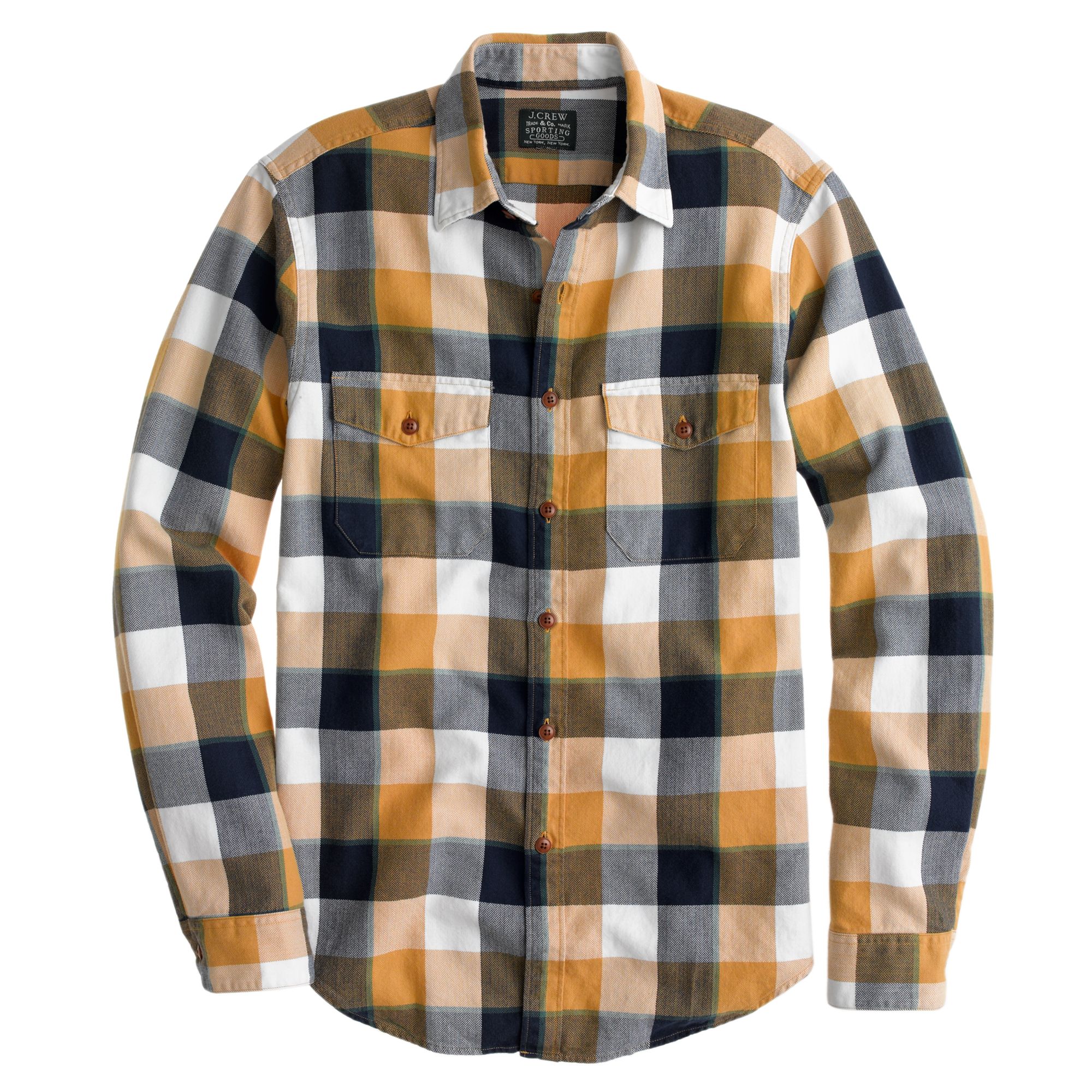 J.crew Flannel Shirt in Classic Plaid in Yellow for Men | Lyst