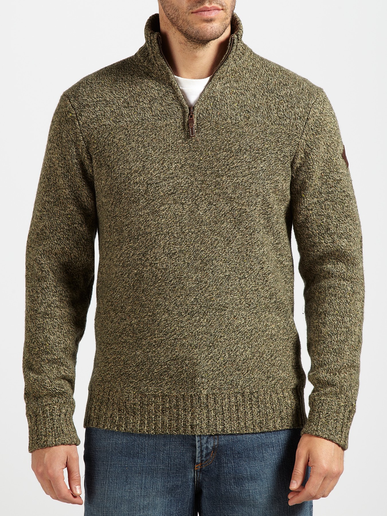 Timberland Lambswool Donegal Half Zip Sweater in Brown for Men - Lyst