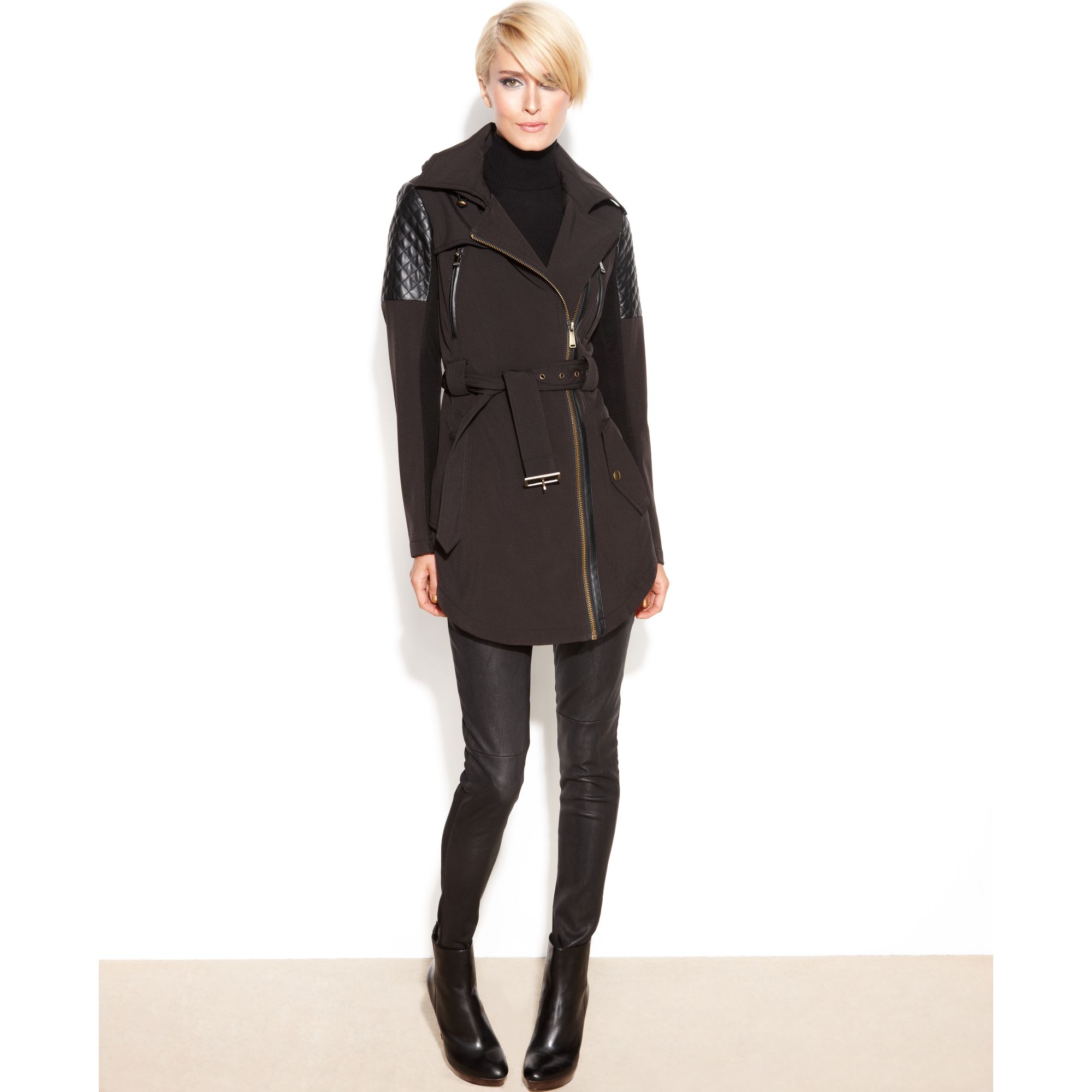 Tommy Hilfiger Women S Double Ted Trench Coat Free Shipping Tommy Hilfiger Gia Wool Coat Black Multi Womens Formal Jackets