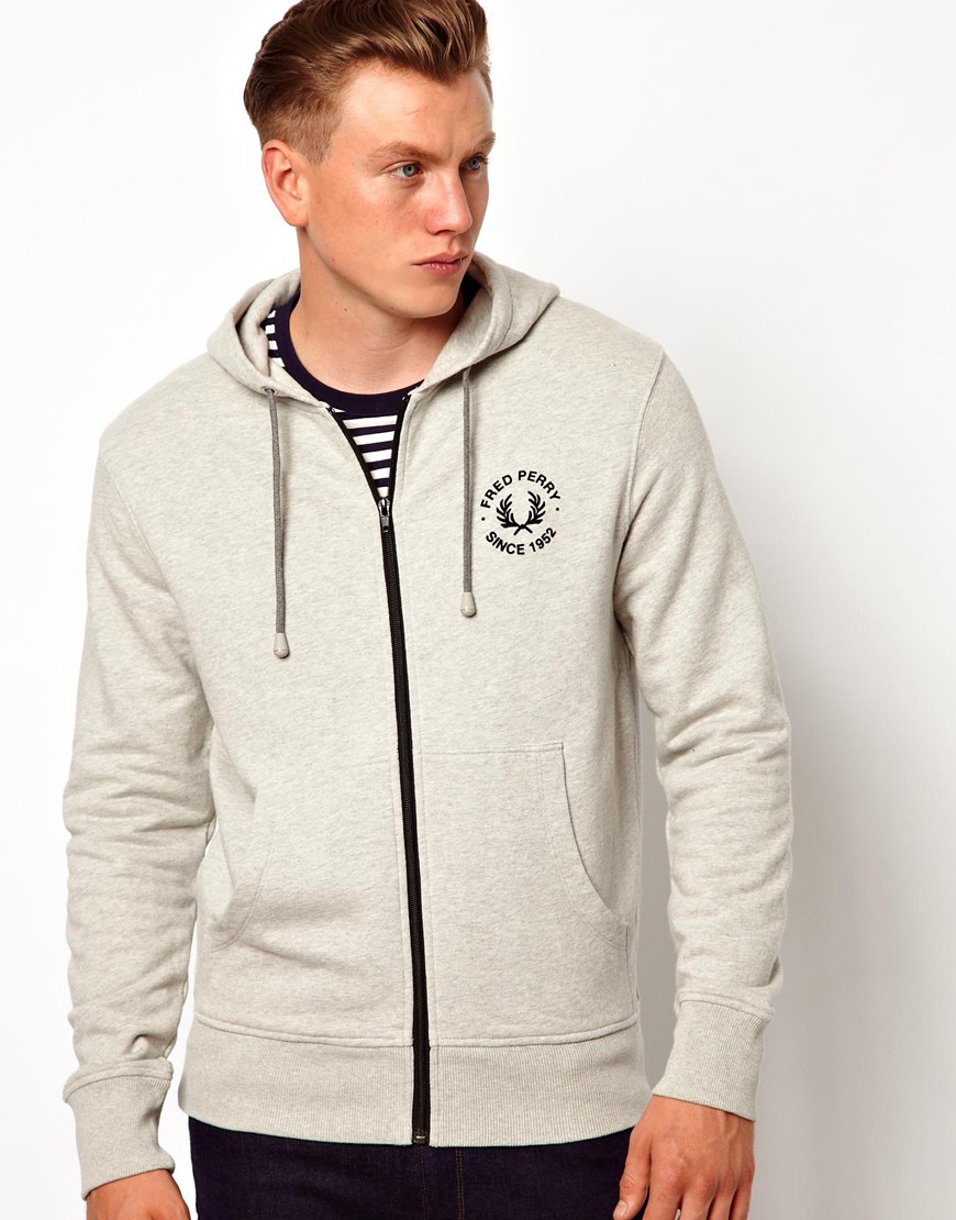 Lyst - Fred Perry Hoody in Gray for Men