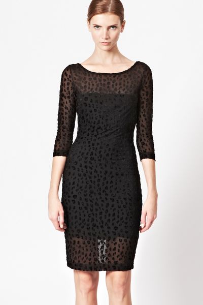 French Connection Mini Simba Devore Dress in Black | Lyst
