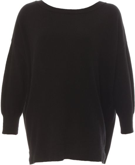 Inhabit Boatneck Oversized Cashmere Sweater in Black | Lyst