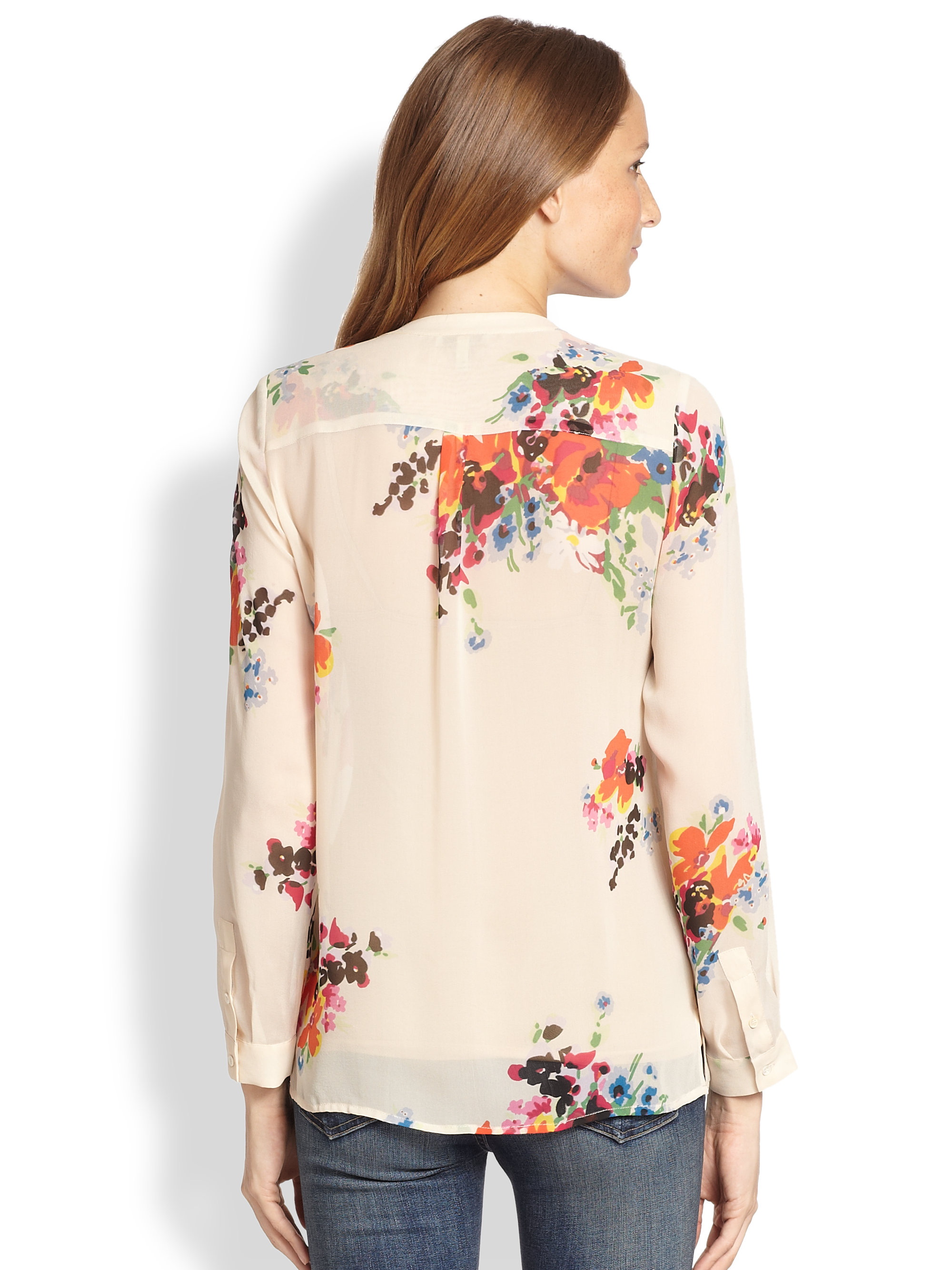 floral silk blouse womens