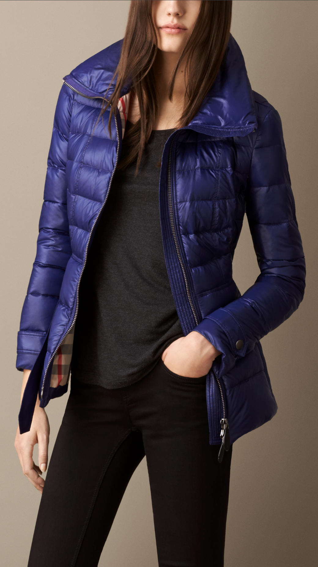 Lyst - Burberry Channel Quilted Puffer Jacket in Purple