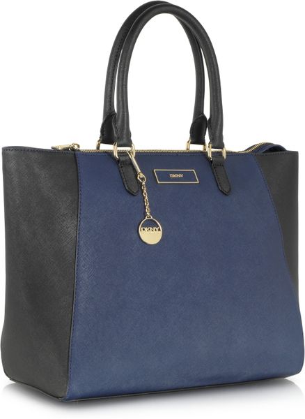 Dkny Color Block Saffiano Leather Large Ew Satchel in Blue (Navy Blue ...