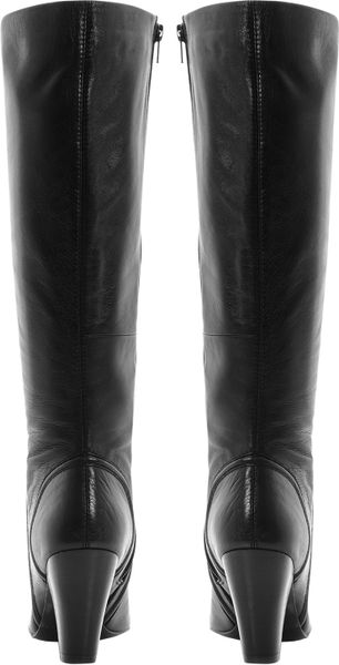 Dune Sip Knee High Heeled Leather Boots in Black | Lyst