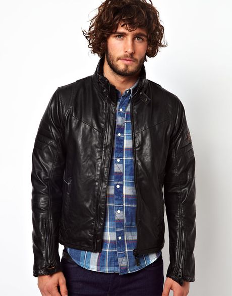 Asos Gstar Jacket Branco Faux Leather Zip Front in Black for Men | Lyst
