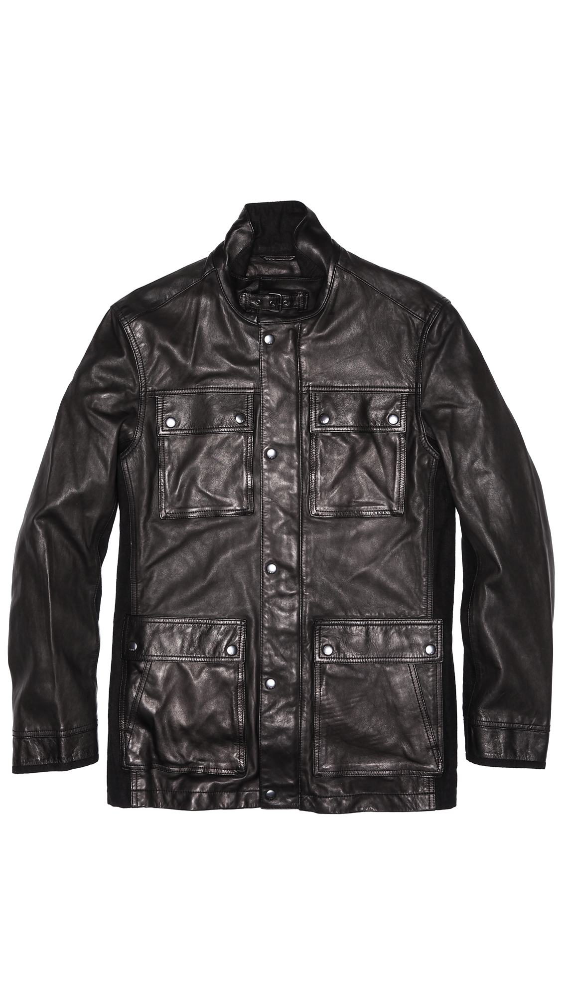 John Varvatos Leather Military Field Jacket In Brown For Men Lyst Gallery