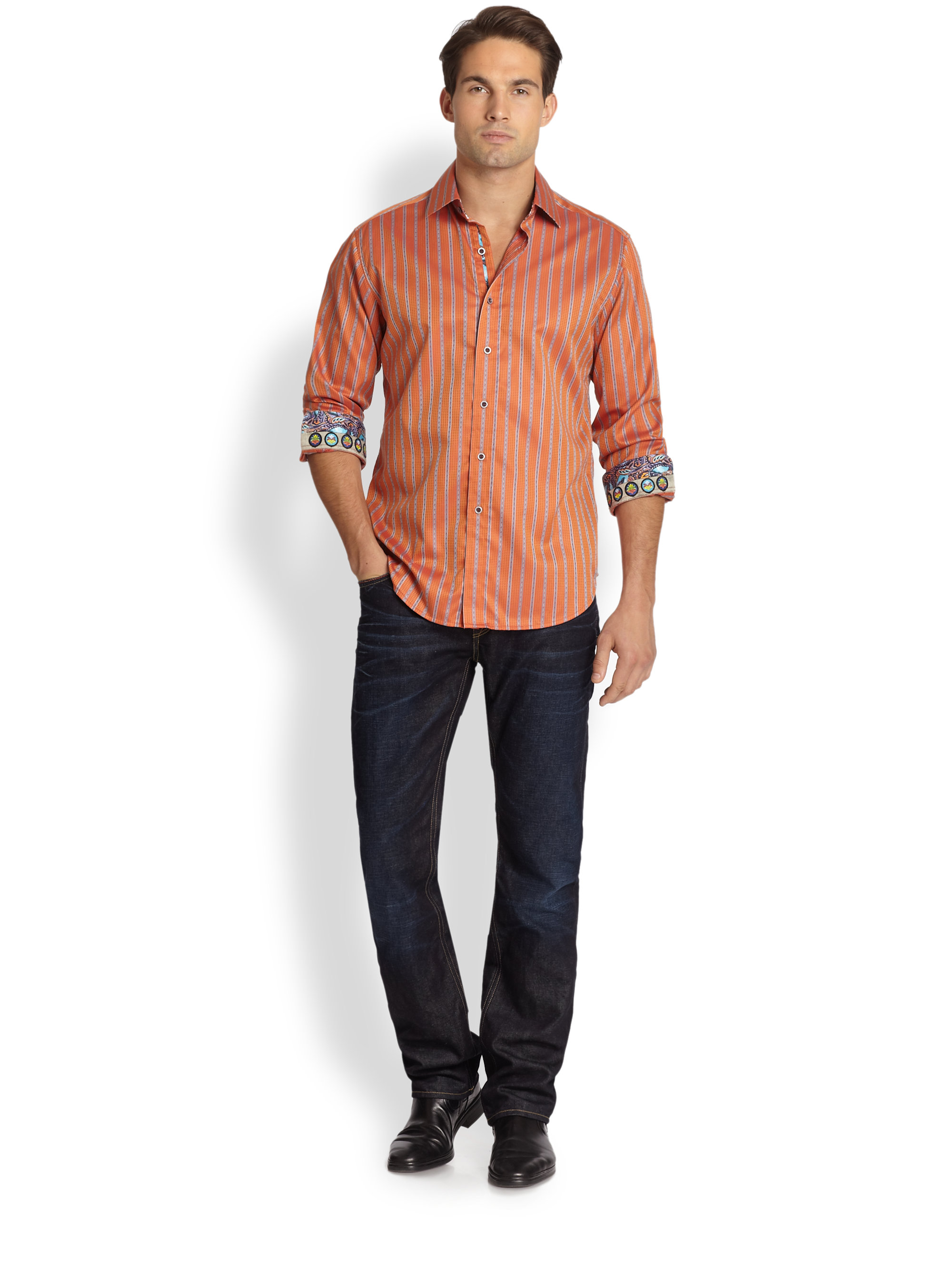 robert graham orange shirt