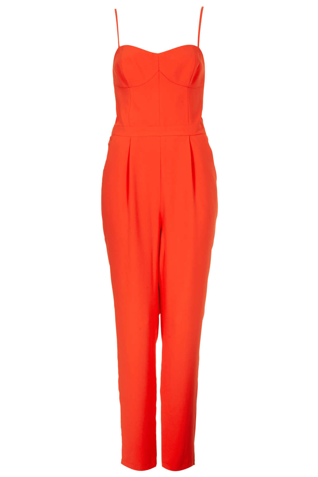Lyst - Topshop Strappy Cup Jumpsuit in Orange