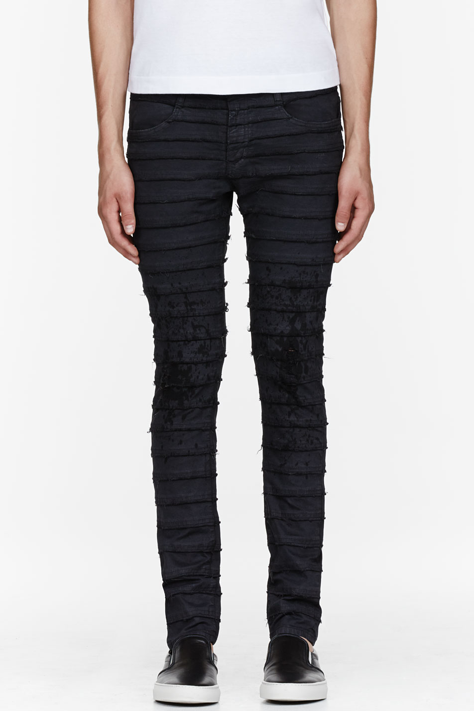 mens black side stripe jeans