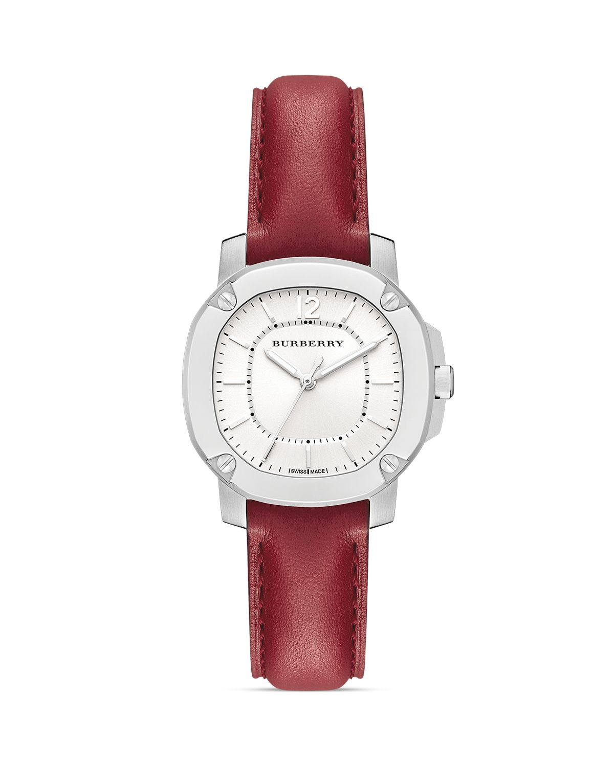 Burberry Burberry The Britain Red Leather Strap Watch 34mm in Red | Lyst