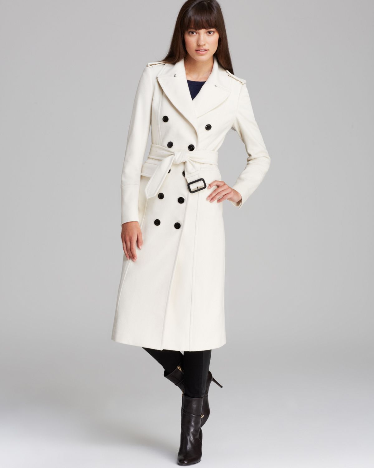 Lyst - Burberry Coat Military Wool Cashmere in White