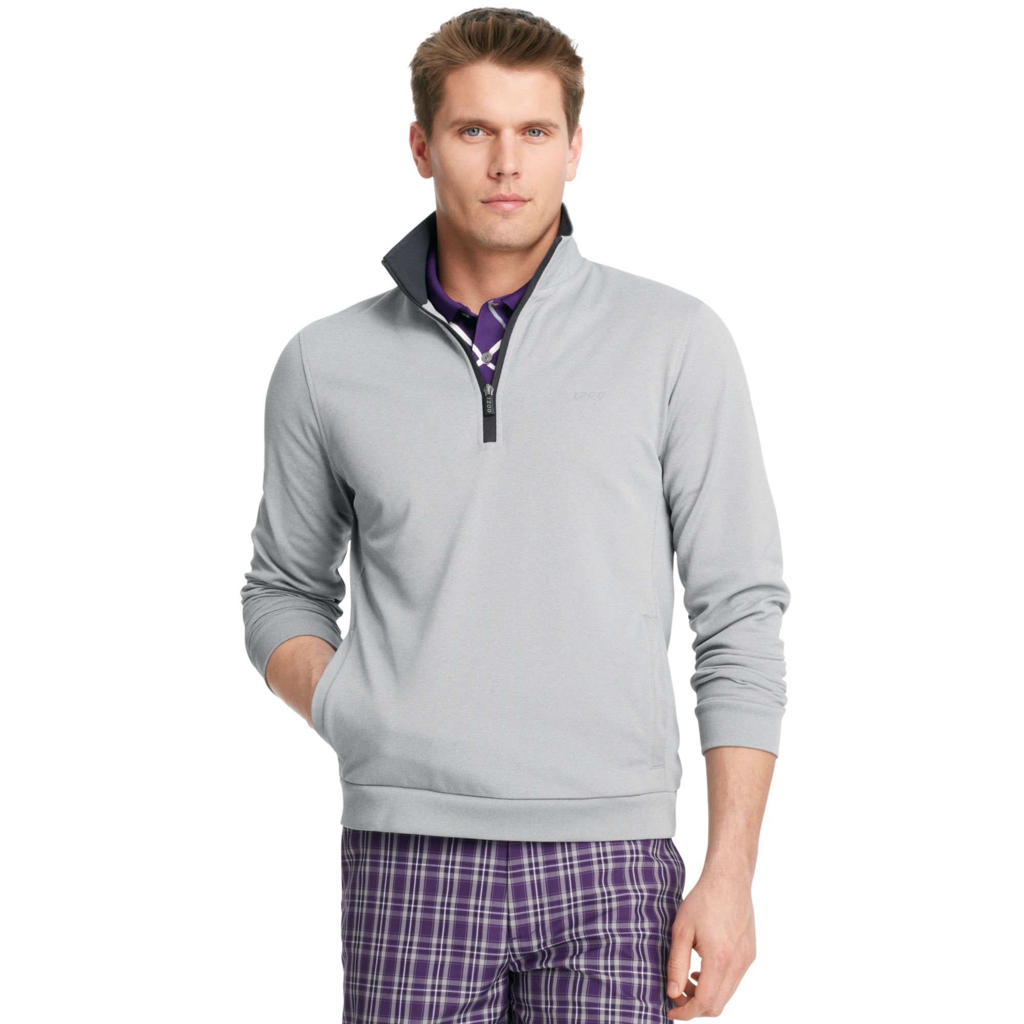 Download Lyst - Izod Golf Shirt Xfg Quarter Zip Mock Neck Long Sleeve Performance Pullover in Gray for Men