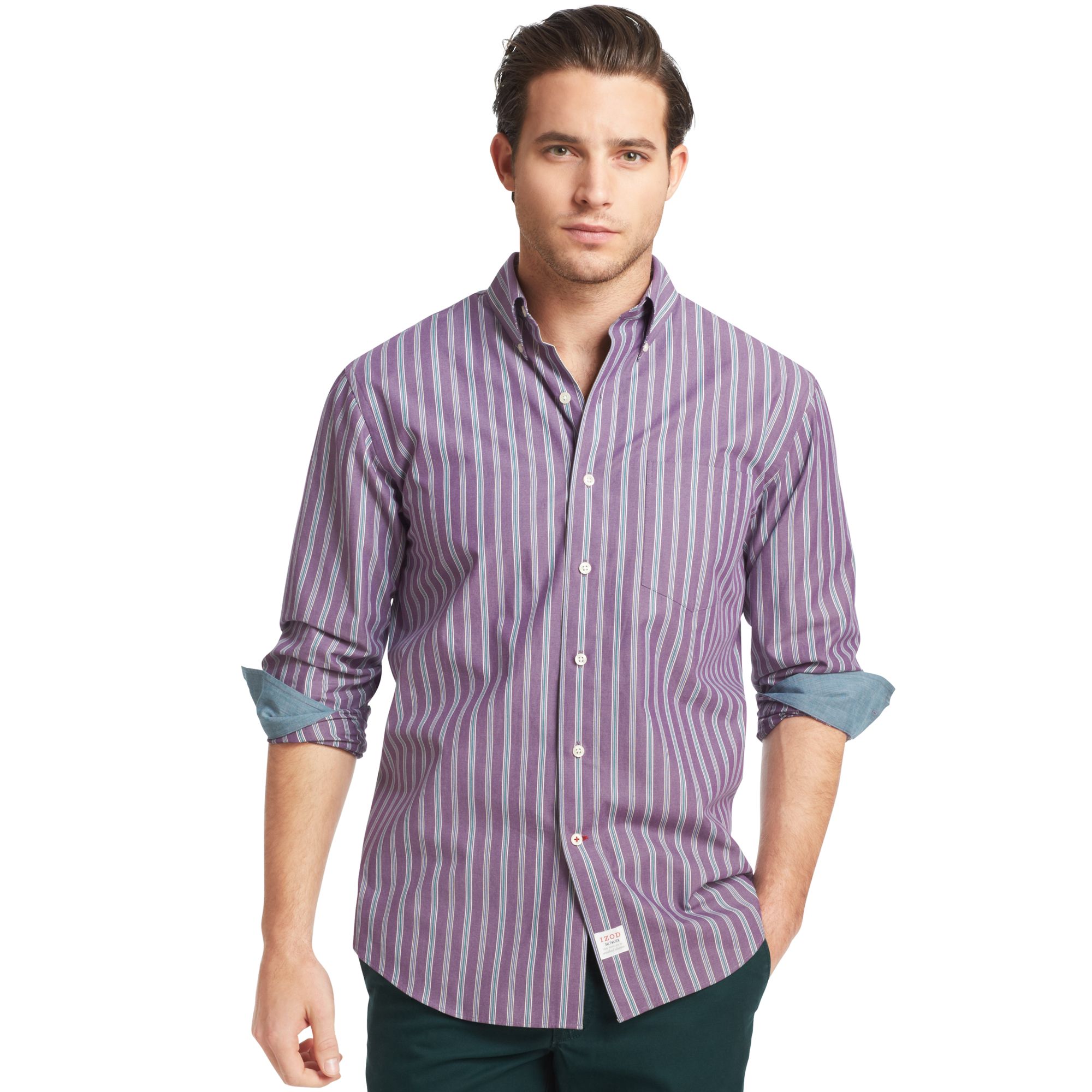 Lyst - Izod Shirt Long Sleeve Haberdashery Barber Shop Striped Shirt ...