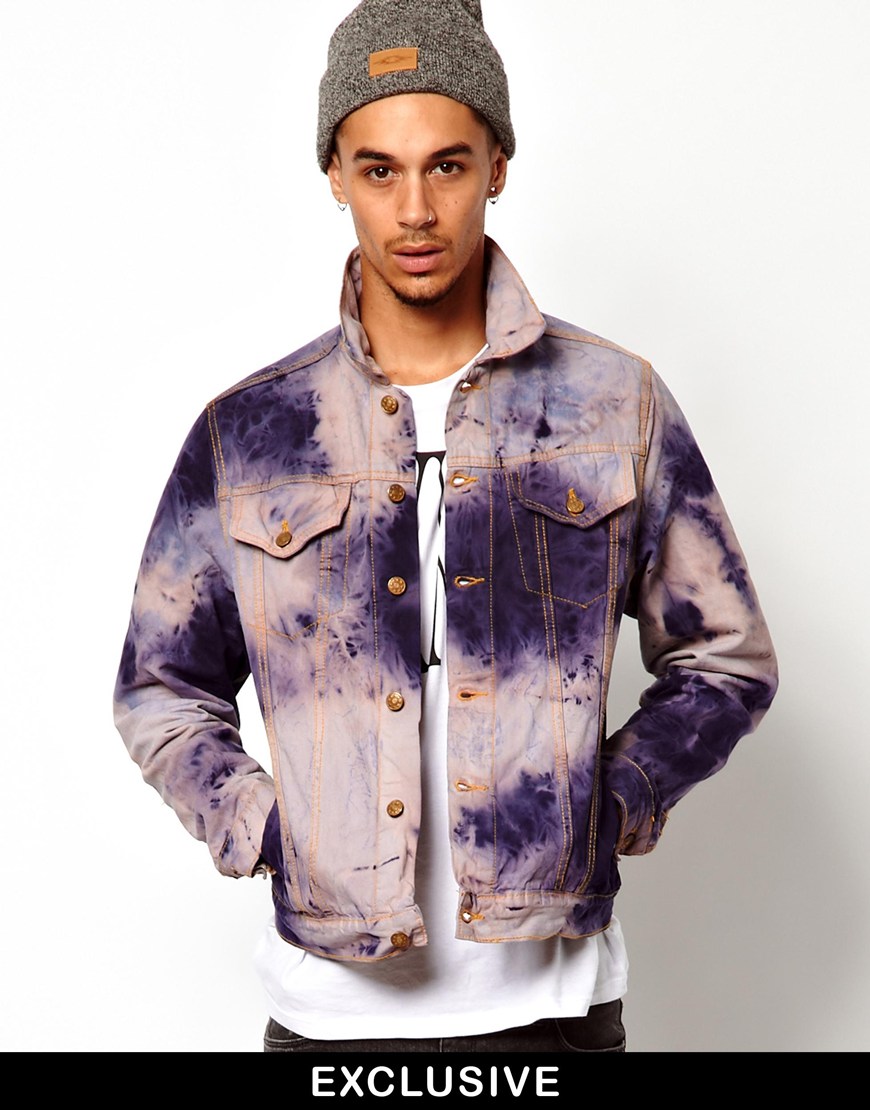 Lyst Asos Reclaimed Vintage Tiedye Denim Jacket In Purple For Men Gallery