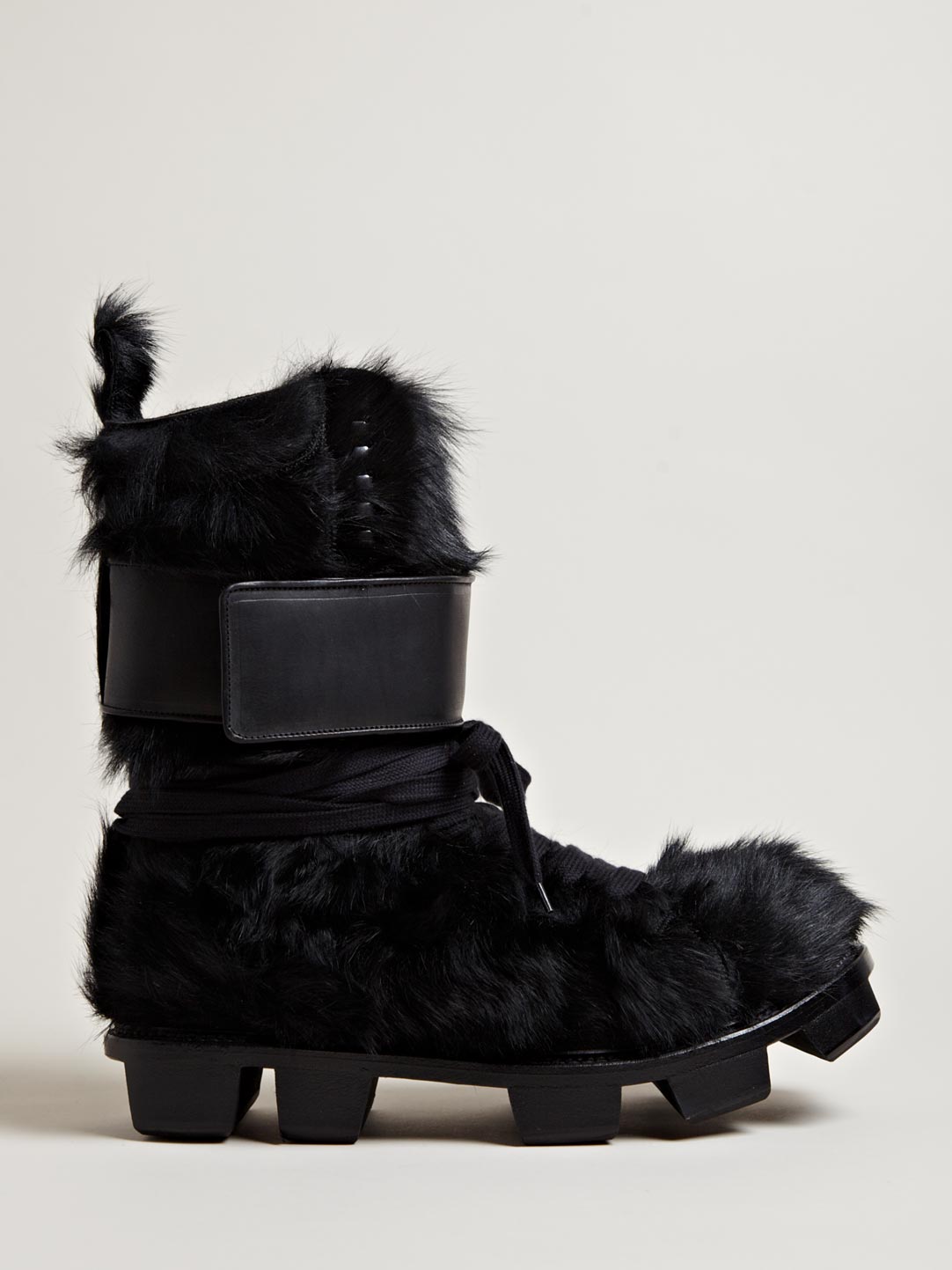 Lyst - Rick Owens Mens Furry Pony Skin Plinth Boots in Black for Men