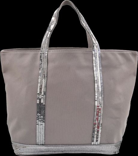 Vanessa Bruno Large Canvas Tote with Glitter in Gray (grey) | Lyst