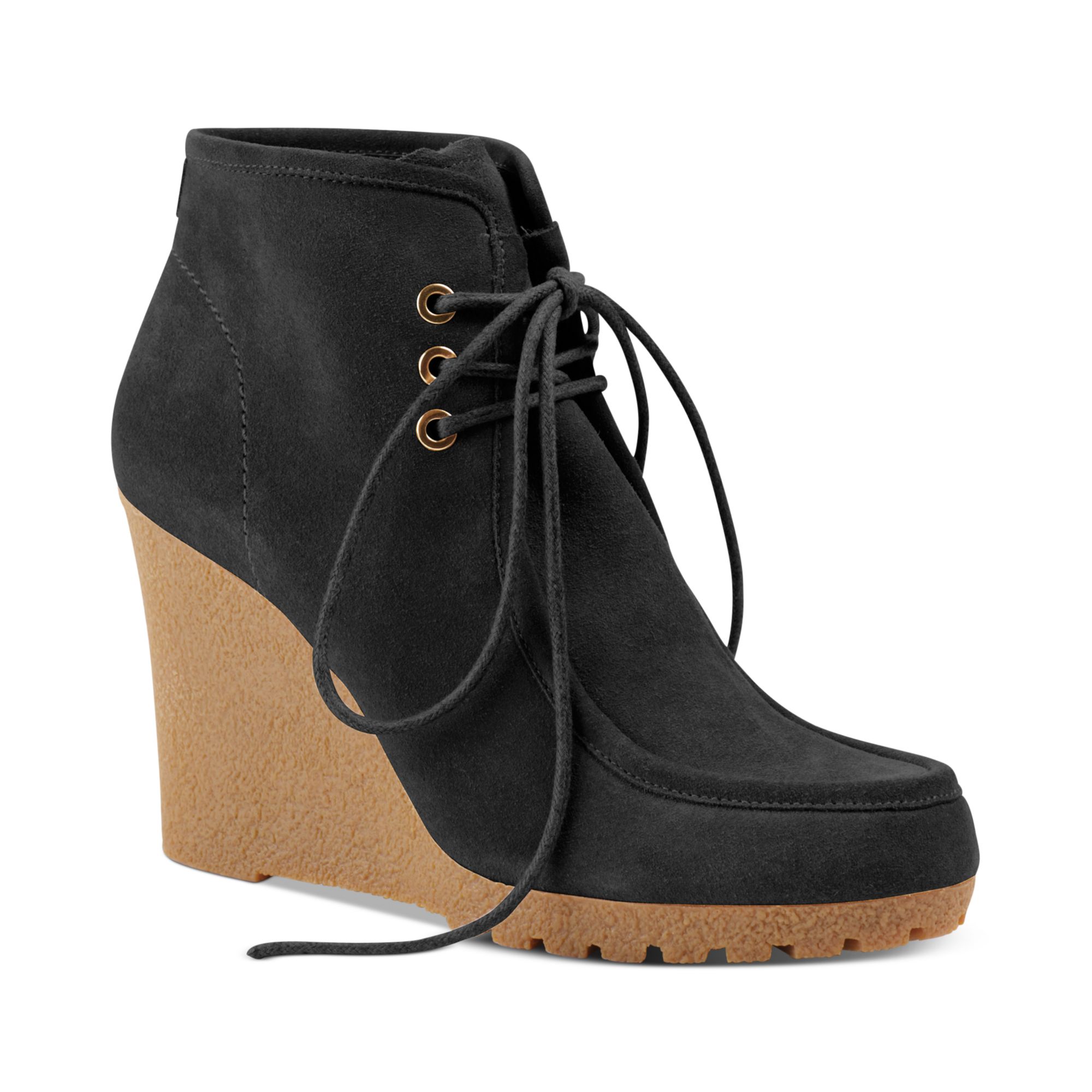 Michael Kors Rory Wedge Booties in Black (Black Suede) | Lyst