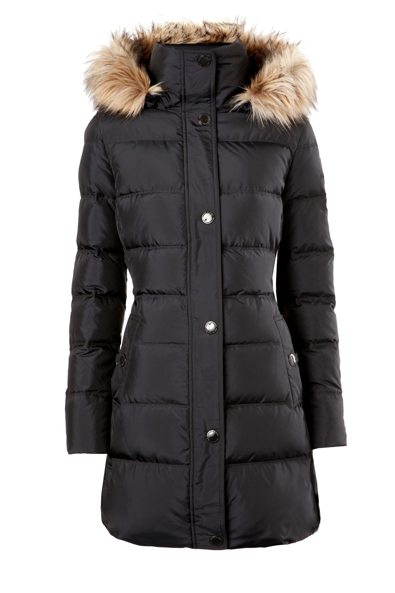 Tommy hilfiger Maine Hooded Coat in Black | Lyst