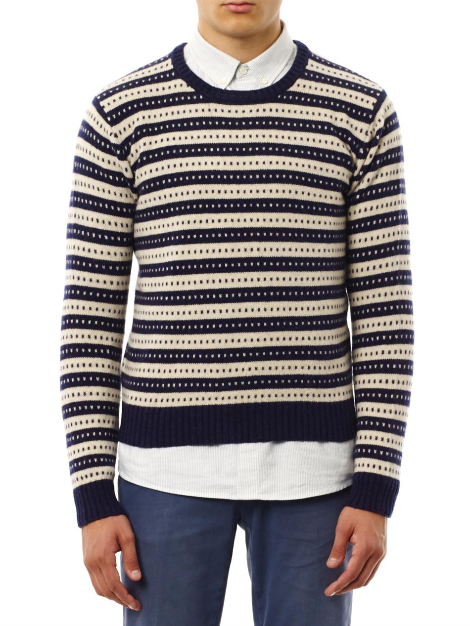 Lyst - Gant Rugger Jacquard Stripe Sweater in Blue for Men