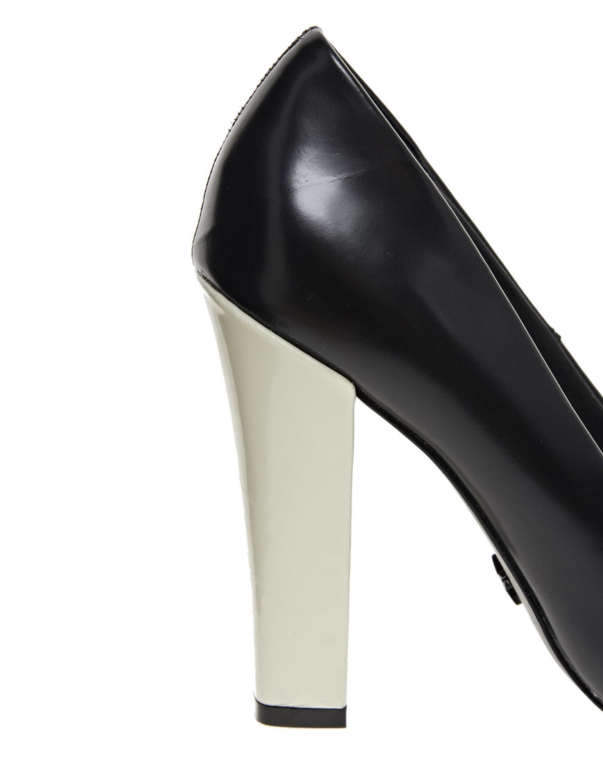 Lyst Kg By Kurt Geiger Calista Leather Pointed Block Heel Court Shoes