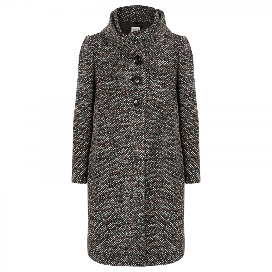 Armani Wool Blend Bouclé Coat in Gray (grey) | Lyst
