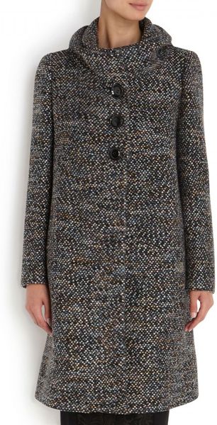 Armani Wool Blend Bouclé Coat in Gray (grey) | Lyst