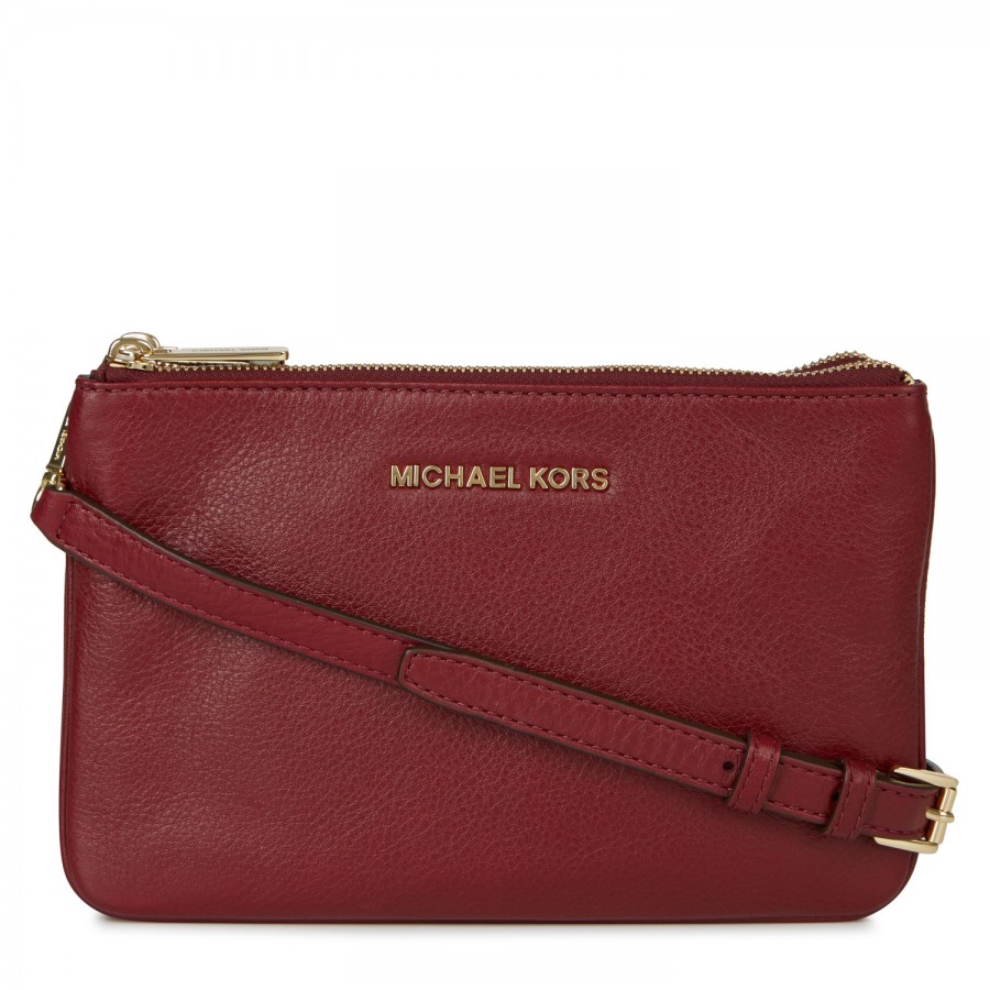 Michael Kors Grained Leather Crossbody Bag in Red (burgundy) | Lyst