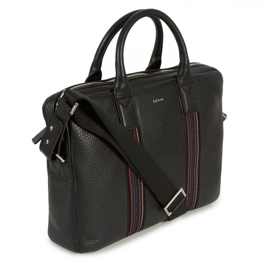 Paul Smith Grained Leather Laptop Bag in Black for Men - Lyst