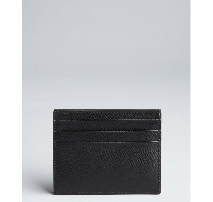 Prada Black Saffiano Leather Card Holder in Black for Men | Lyst  
