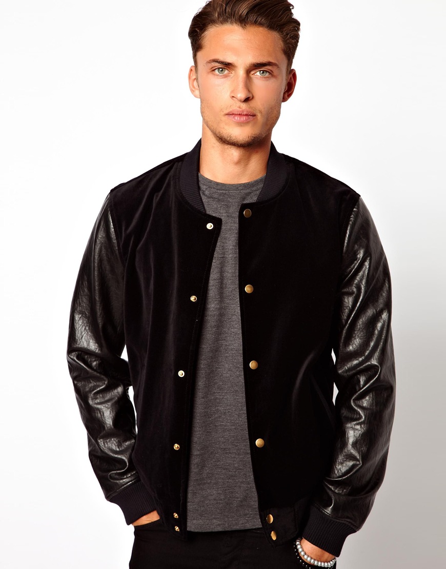 Lyst - Asos Velvet Bomber Jacket in Black for Men