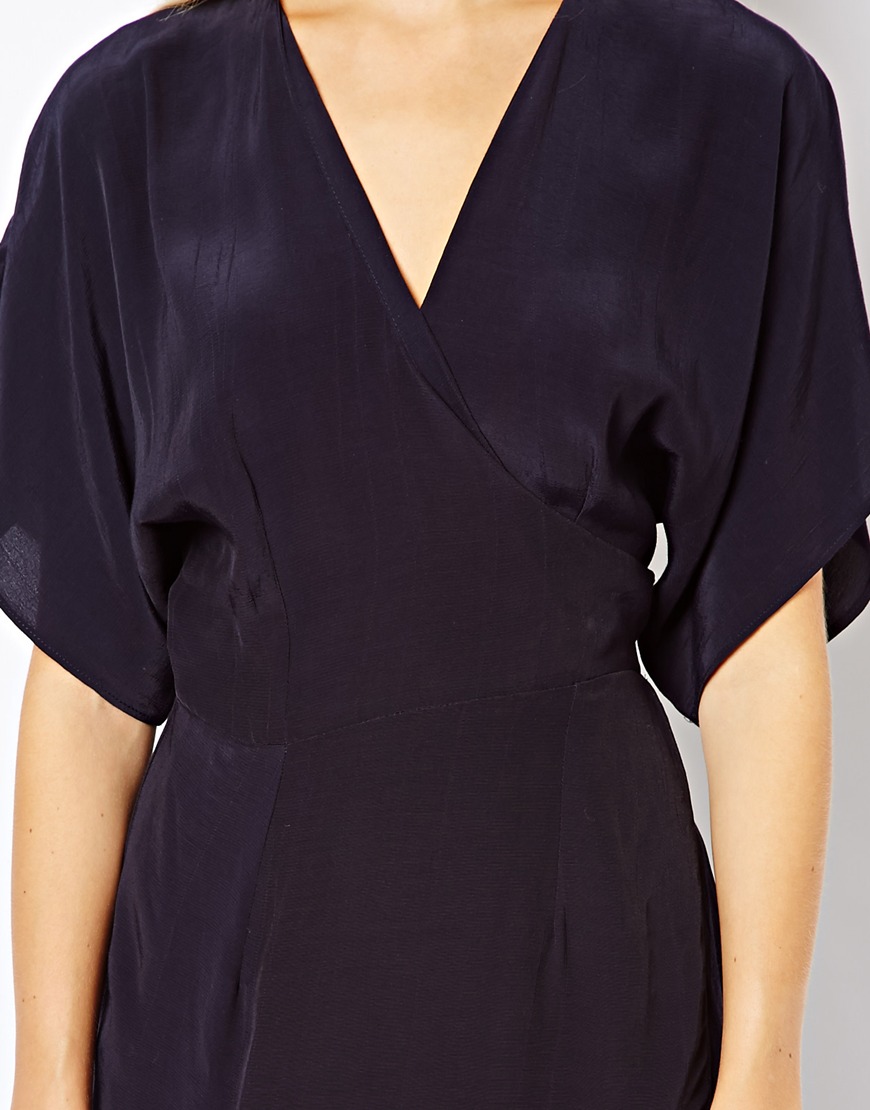 Lyst Asos Clean Midi Dress with Kimono Sleeve in Blue