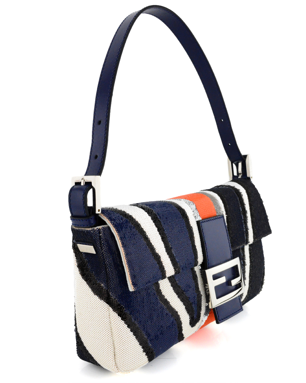 fendi blue sequin baguette