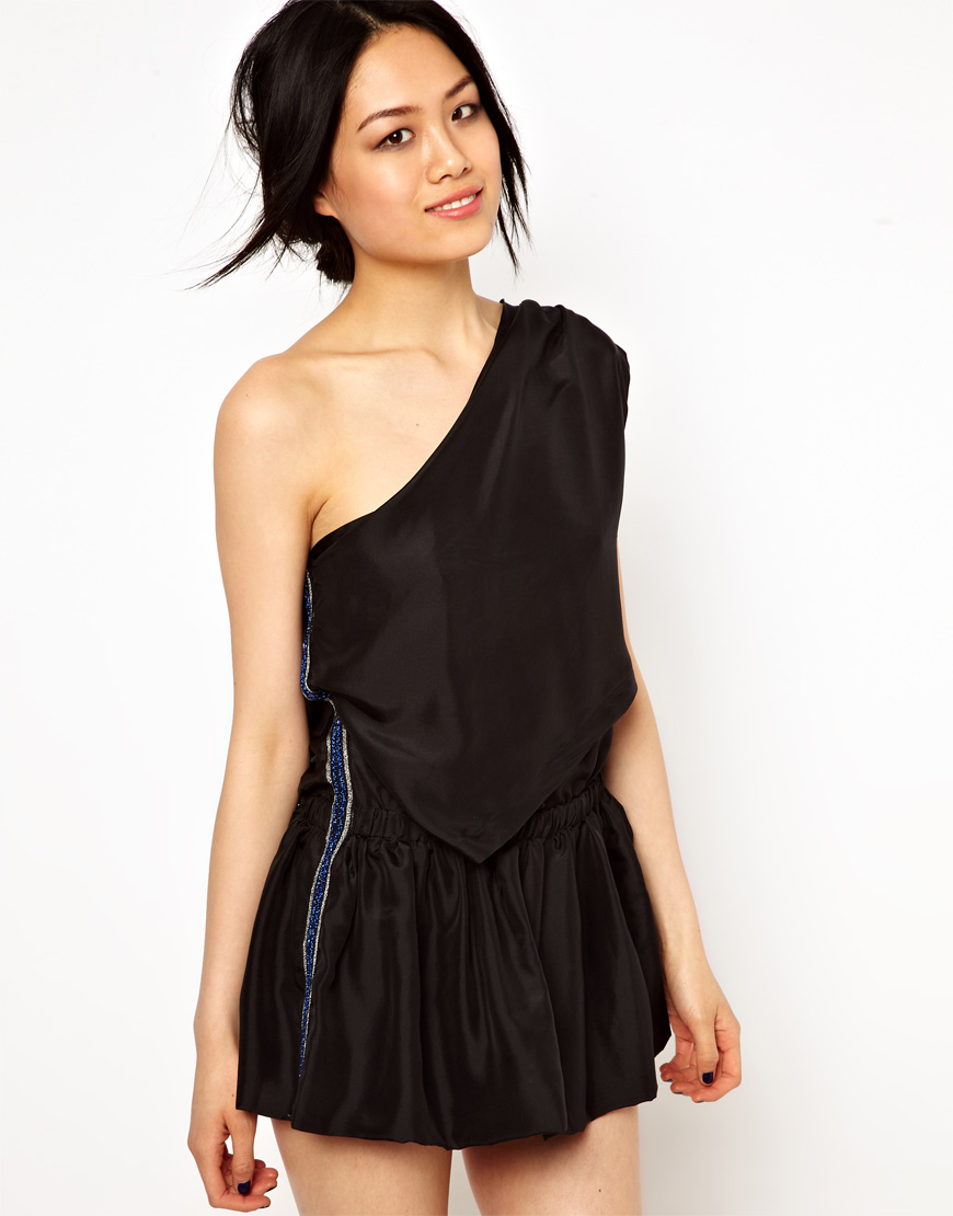one shoulder silk