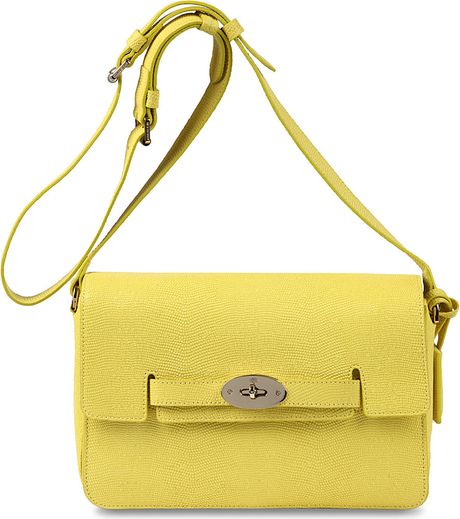 Mulberry Bayswater Textured Lizardprint Leather Shoulder Bag in Yellow ...