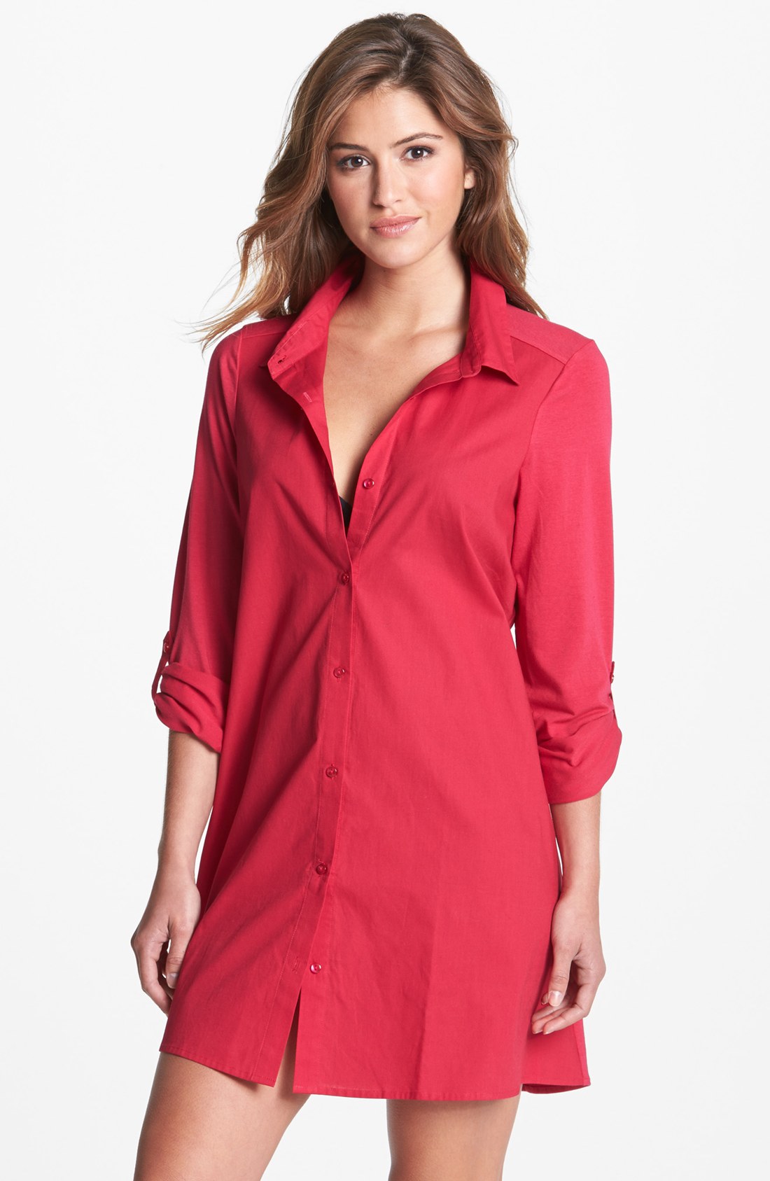 Shimera Mixed Media Nightshirt in Red (Red Persia) | Lyst