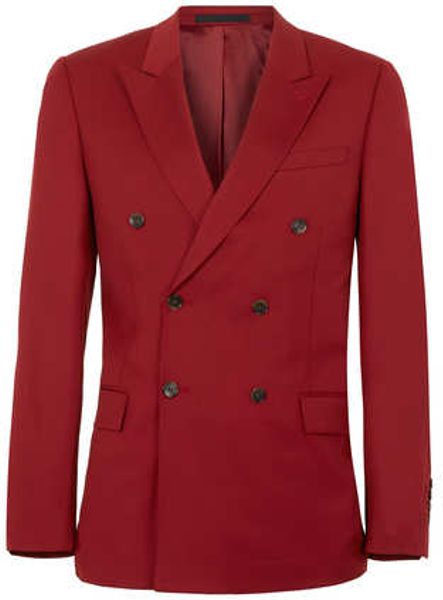 Topman Deep Red Double Breasted Suit Jacket in Red for Men | Lyst
